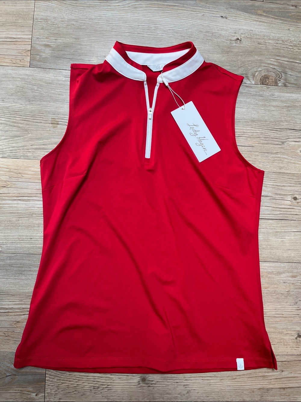 Lady Hagen Red Sleeveless Golf Tank with White Trim